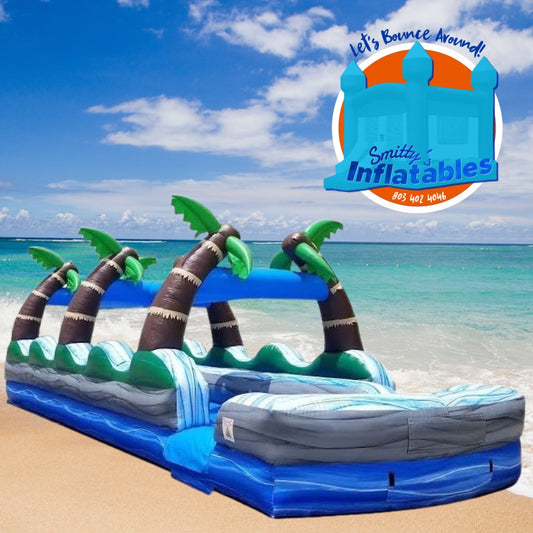 35' Tropical Marble Dual Lane Inflatable Slip n Slide with Blower - Velcro